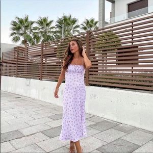 FLORAL PRINT SATIN EFFECT DRESS, LIGHT MAUVE - REF. 7385/316, Zara